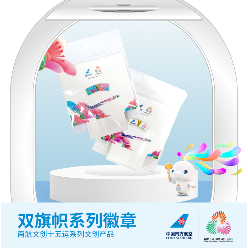 十五全运会吉祥物南航文创“双旗帜系列徽章”摆件创意礼物