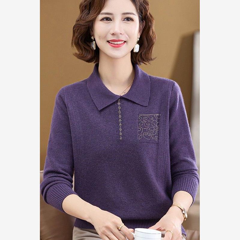 中老年翻领打底2025新款