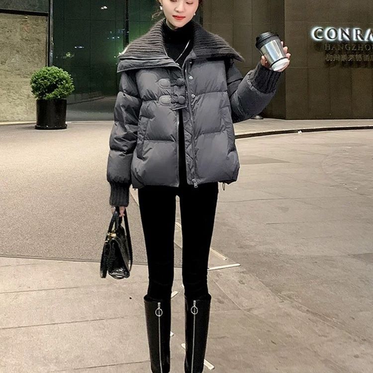 短款针织羽绒服女2025冬