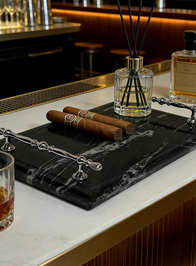 天然奢石托盘大理石卫生间浴室洗漱洗手台收纳轻奢多用单层置物盘