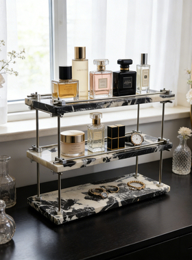 北欧风大理石置物架浴室台面收纳托盘轻奢梳妆台桌面化妆品置物盘