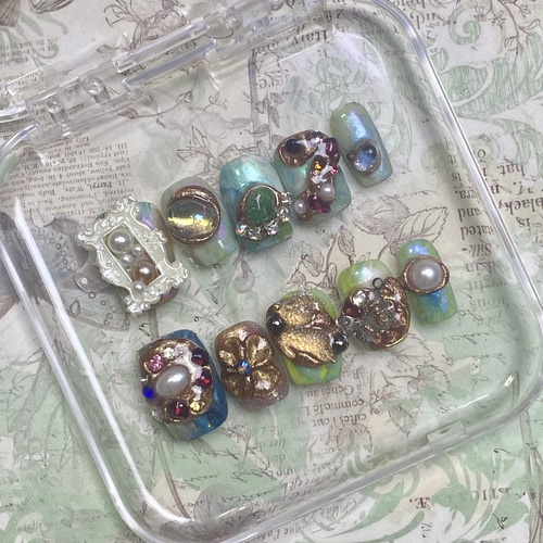 巴洛克显白高级精致纯手工穿戴甲m码