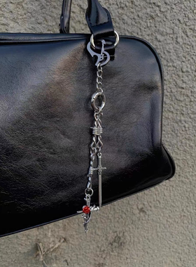 剑与蔷薇潮流小众手作拉链钥匙扣挂饰时尚包包挂件链条穿搭点缀品