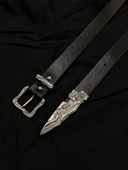 Vanan原创中古小众vintage西部雕花做旧手工断剑侠客剑道腰带