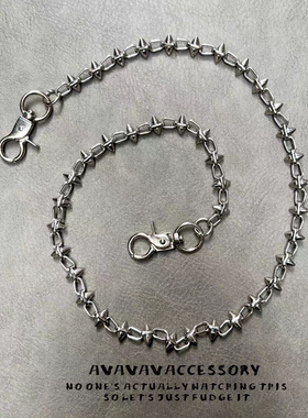 Vanan 小众设计感牛仔裤腰链简约骷髅头铆钉裤链包包挂链嘻哈ins