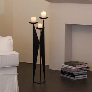 香薰蜡烛底座家居落地铁艺烛台锻造侘寂摆件样板房民宿服装店装饰