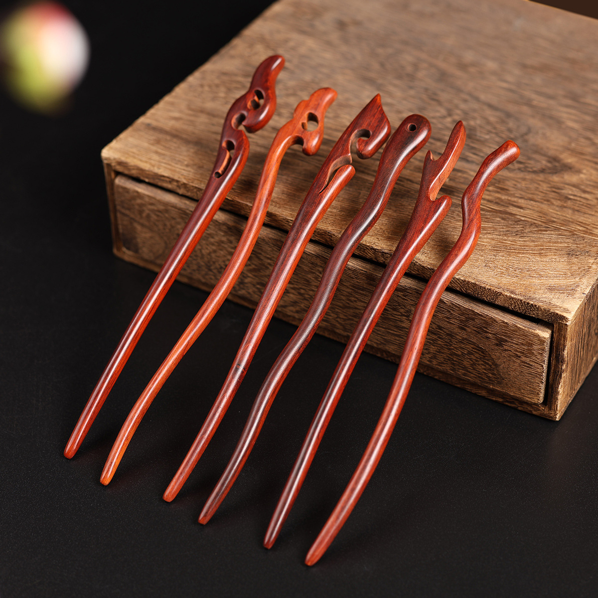 新中式手工檀木发簪高级感新中式簪子女古风简约日常木簪盘发钗