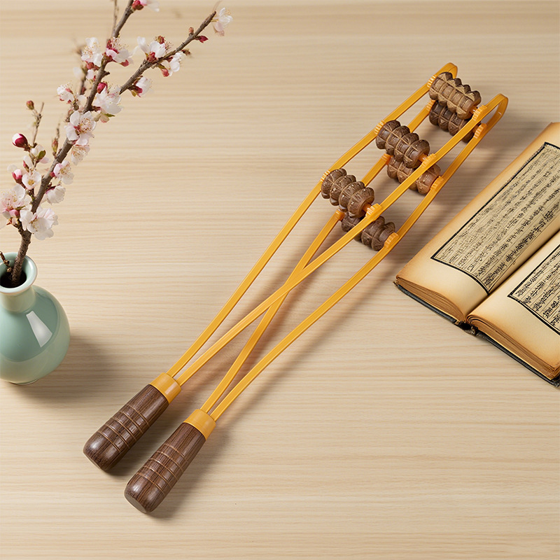 鸡翅木拉背轮滚轮拉背条按摩器