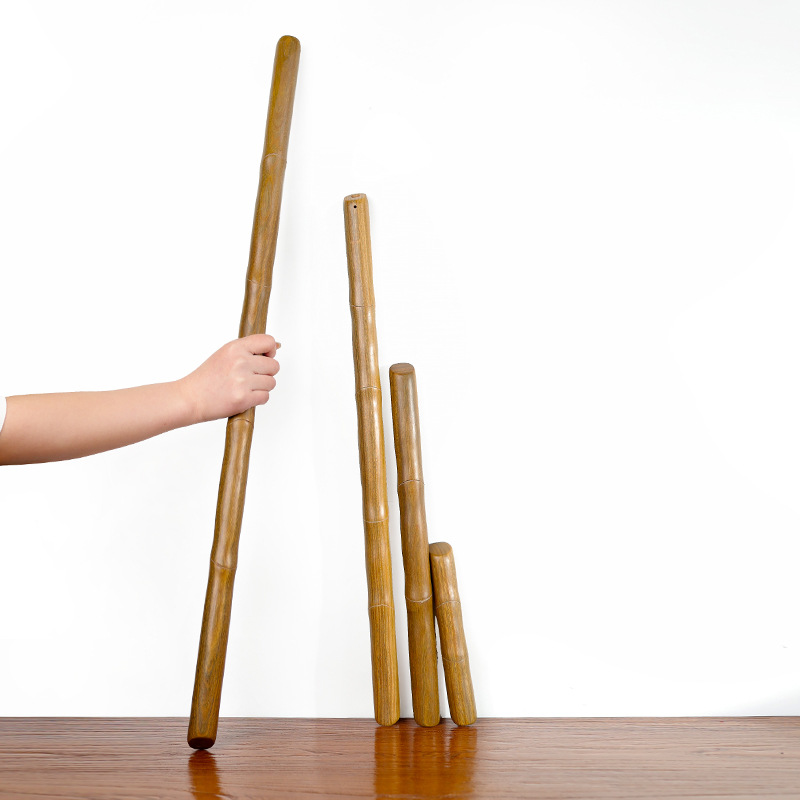 绿檀木斜头竹节棍手磨椭圆木棍短棍经络棍实木按摩棒敲打中医加粗