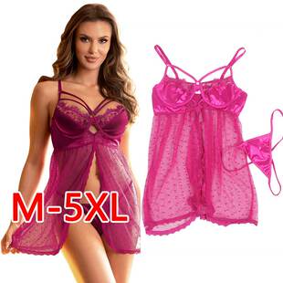 Plus size sexy pajamas suit big lingerie dress set fat women