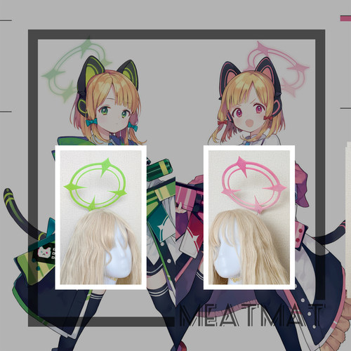 碧蓝档案才羽绿桃井光环cos