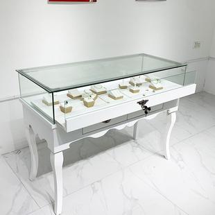 店柜台精品玻璃展柜玉器化妆品陈列柜 珠宝展示柜欧式 首饰饰品服装