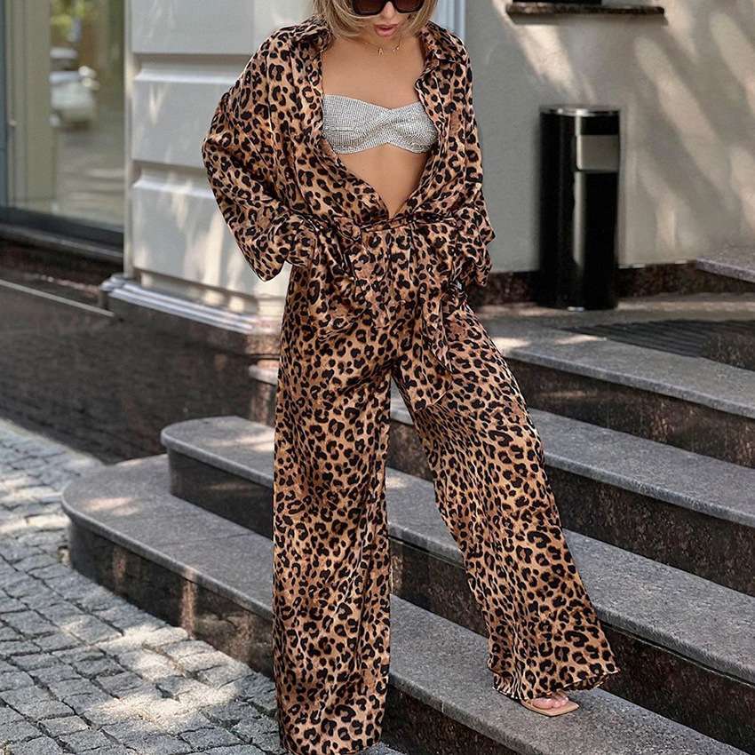 2024衬衫套装长袖高腰阔脚裤秋季新款宽松休闲气质women clothes