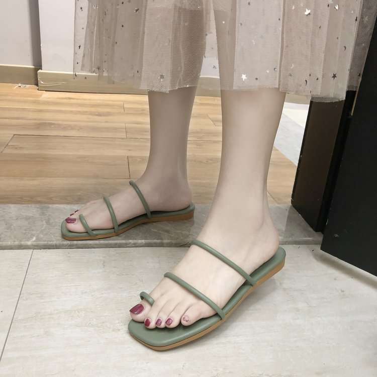 women shoes款韩版平底拖鞋女套趾一字带外穿凉拖鞋时尚女鞋2024