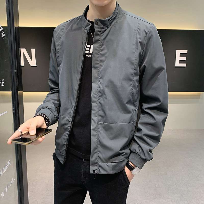 men clothes新款青少年男小夹克修身款学生休闲潮流简约外套2024