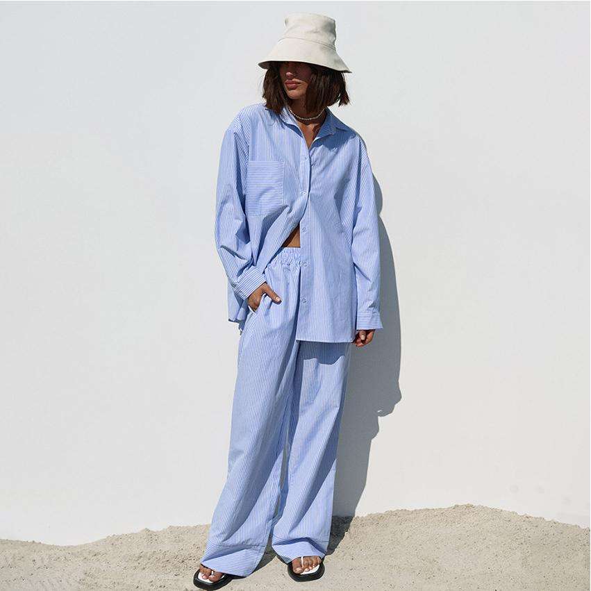 2024衫套装早秋欧美街头时尚长袖长裤宽松通勤女装women clothes