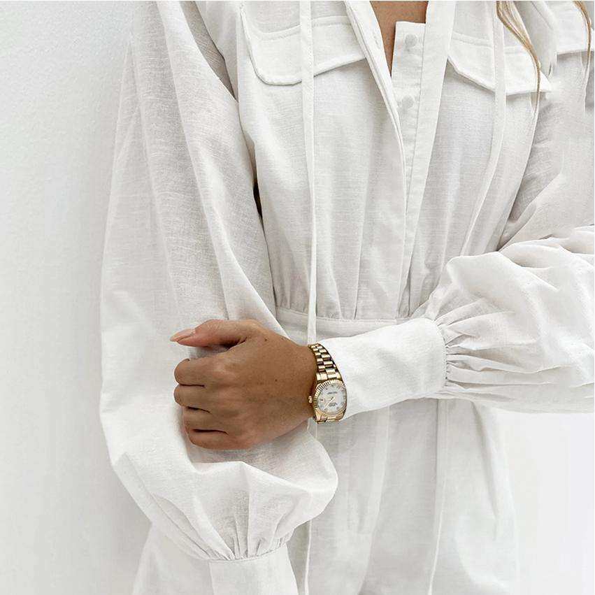 2024身连体裤年新款长袖短裤高腰缩皱休闲舒适女装women clothes