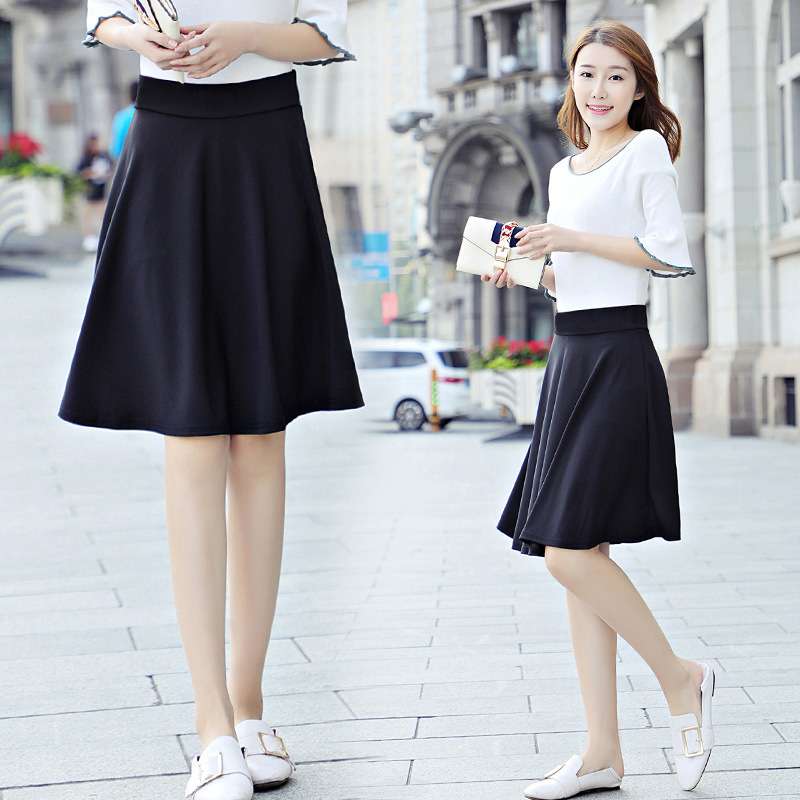 2024黑猫55厘米中长款太阳裙高腰半身裙不带安全裤women clothes