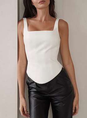 2024背心夏季新款高级感鱼骨修身吊带上衣黑色白色women clothes