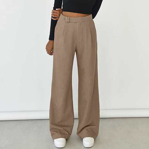 2024休闲长裤高腰直筒裤气质通勤欧美风ins百搭欧美women clothes