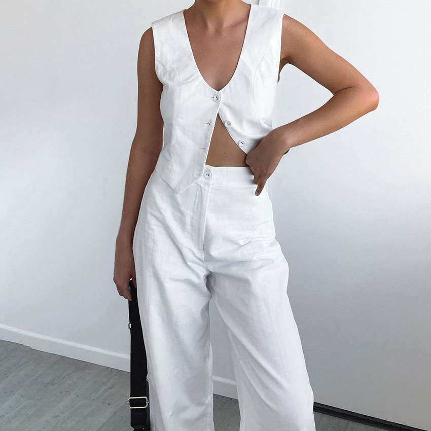 2024装风棉麻套装新款夏季通勤高级感气质欧美女装women clothes