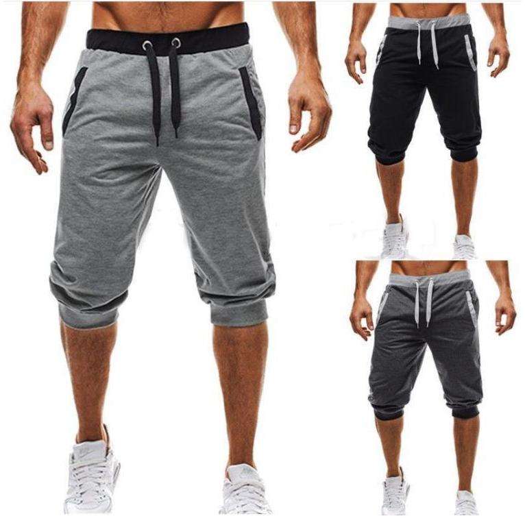 men clothes外贸新款欧美休闲运动修身健身五分男士慢跑裤2024