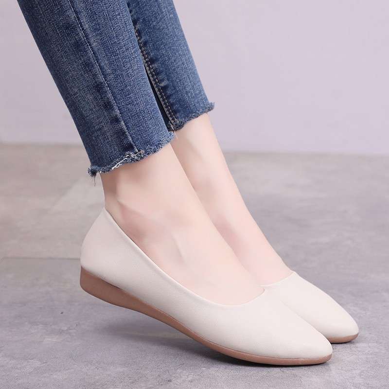 women shoes新款休闲单鞋女士鞋子坡跟妈妈鞋韩版尖头鞋女鞋2024