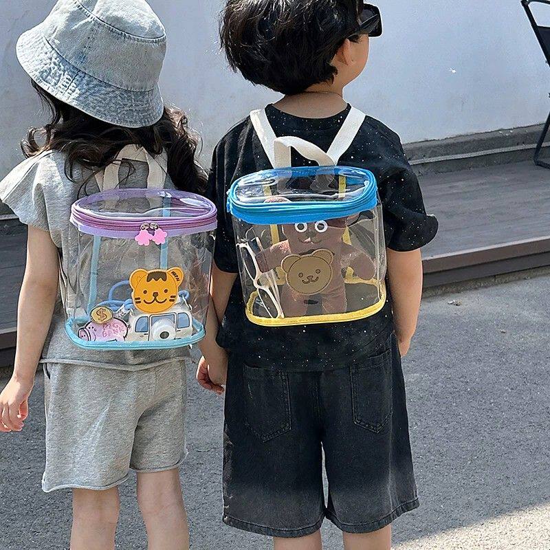 儿童小书包幼儿园卡通宝宝背包出游透明果冻双肩包男女孩子沙滩包