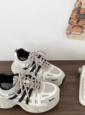 2025春秋新款ins潮厚底老爹鞋女百搭透气运动鞋休闲学生跑步鞋