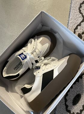 白敬亭同款蓬蓬鞋女百搭2023年新款德训鞋系带厚底拼色休闲运动鞋