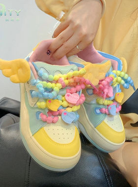 美拉德糖果系板鞋女彩色多巴胺滑板鞋秋学生款开学季休闲鞋小白鞋
