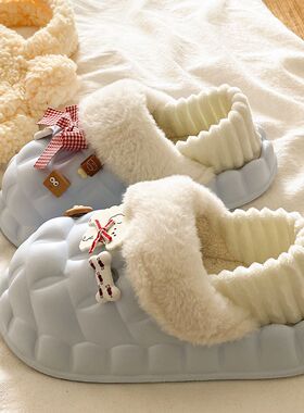 EVA舒适耐磨居家室内棉拖鞋女款2025简约休闲新款保暖可拆卸棉拖