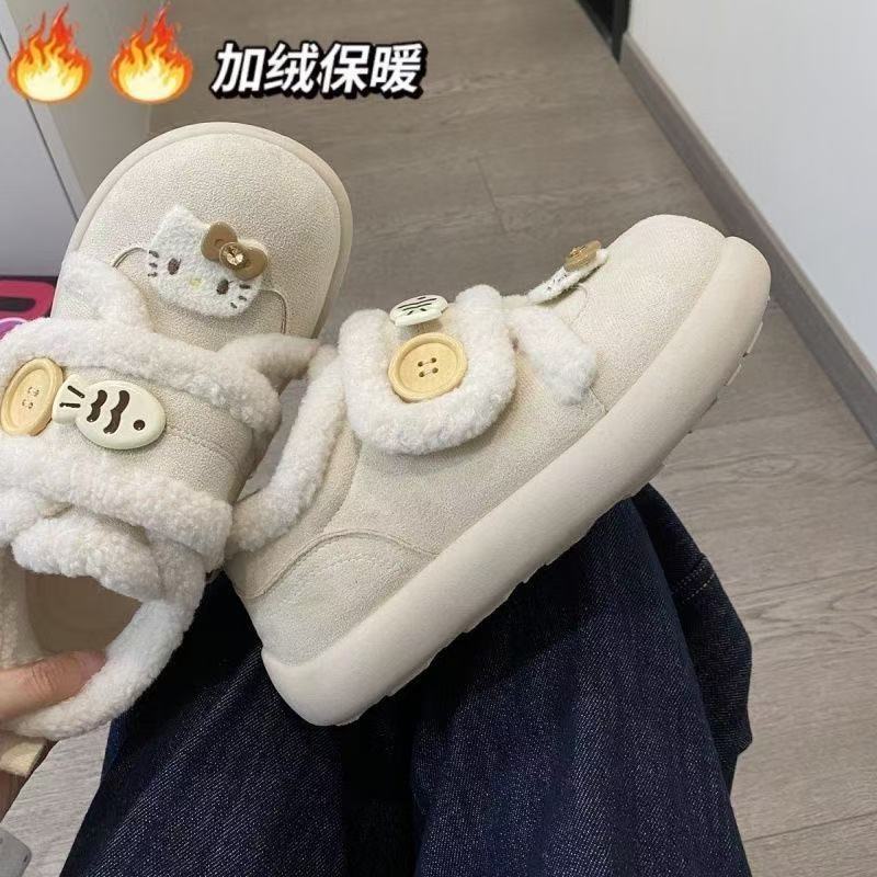 爆款魔术贴加绒棉鞋懒人一脚蹬