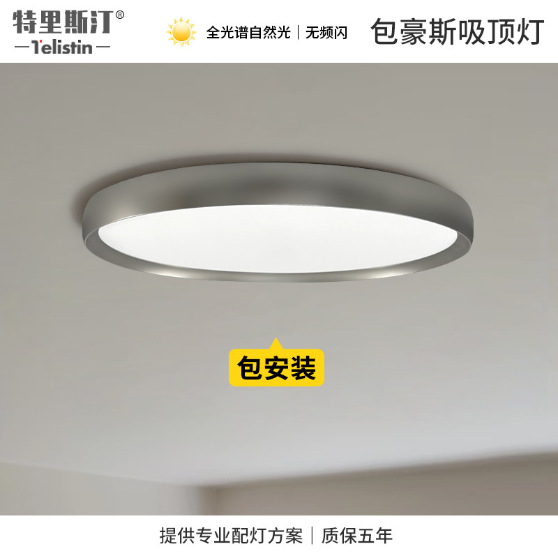 不锈钢色护眼吸顶灯包豪斯意式中古风简约全光谱儿童房书房卧室灯,家装灯饰光源,护眼吸顶灯,淘宝优惠券,粉丝福利购,淘宝优惠卷