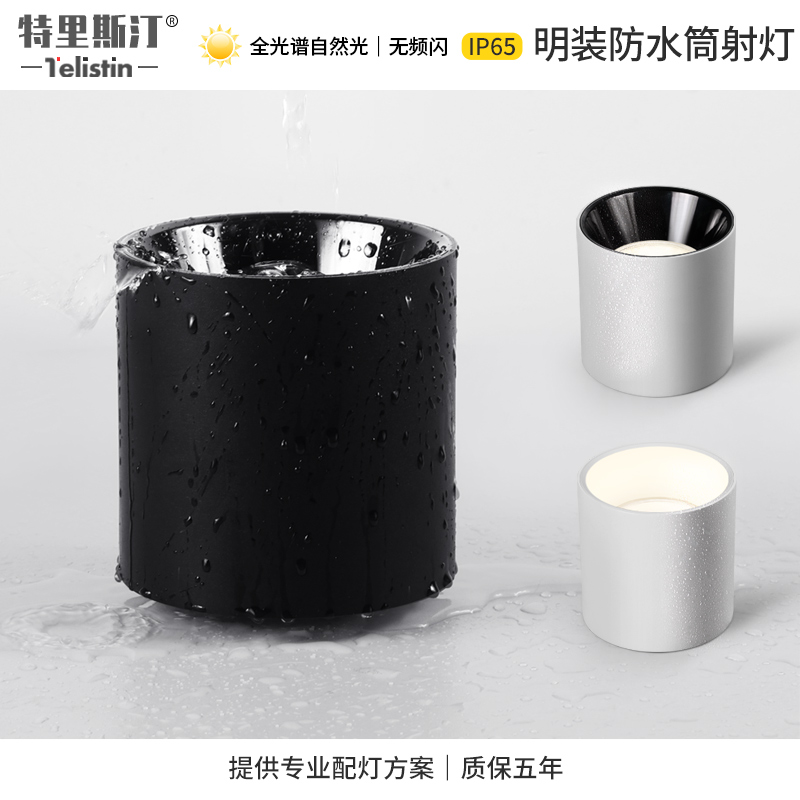 IP65防水明装筒灯7w12w射灯led天花灯免开孔浴室澡堂户外阳台灯