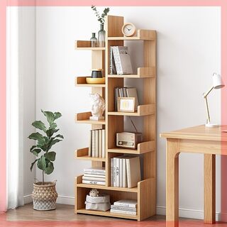网红书架小型落地树形客厅墙边小书架卧室书柜一体靠墙简易置物架