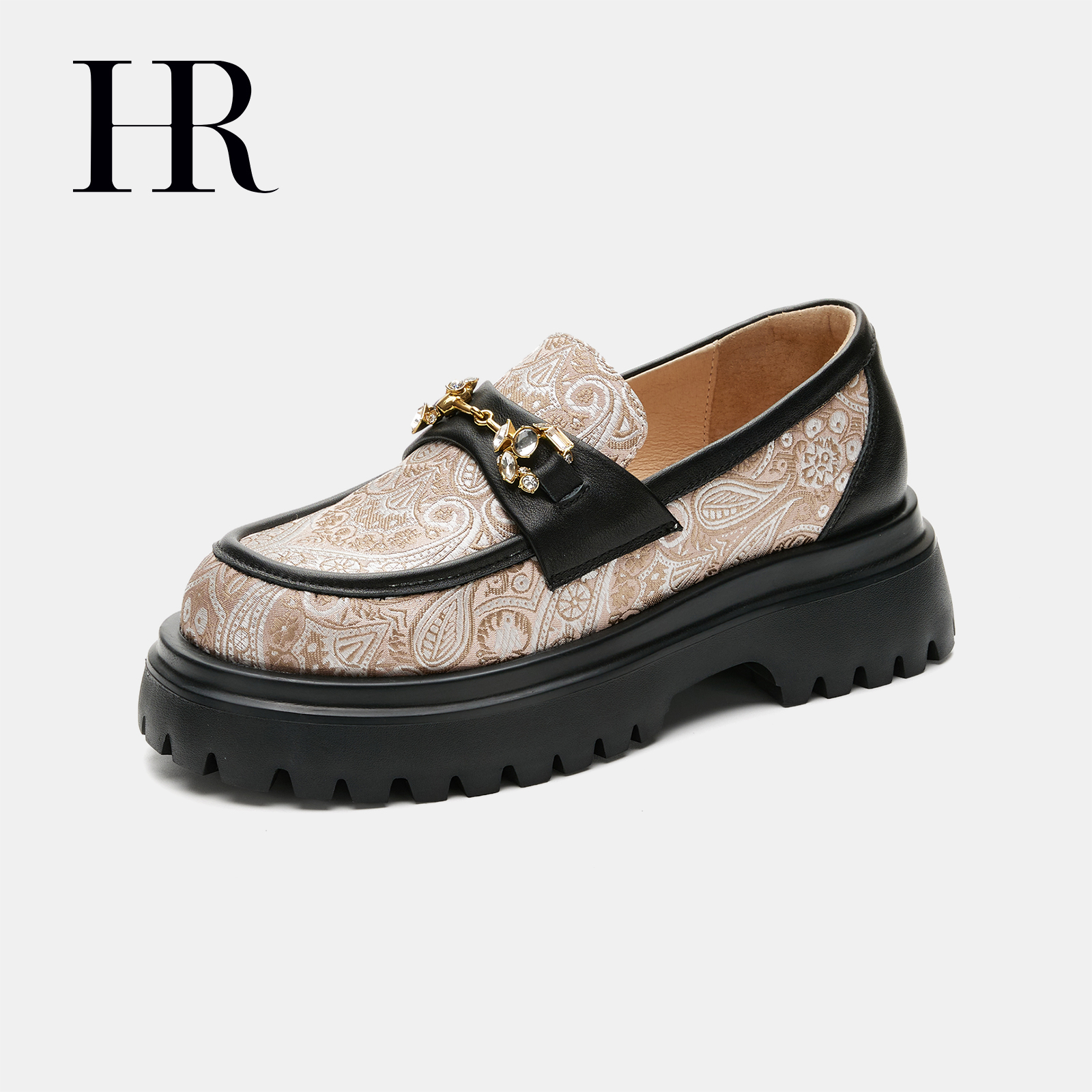 HRCASUAL春英伦风花纹乐福鞋