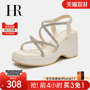 凉鞋 HR赫莲娜女鞋 厚底绝美高跟一字带时装 新款 配裙子 子2025夏季