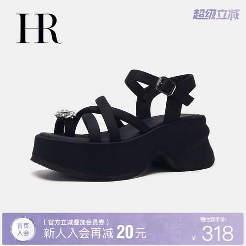 HR赫莲娜水钻一字带凉鞋不累脚