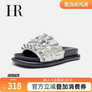 時裝 新款 子2025年夏季 平底時尚 水鉆外穿一字拖鞋 拖鞋 HR赫蓮娜女鞋