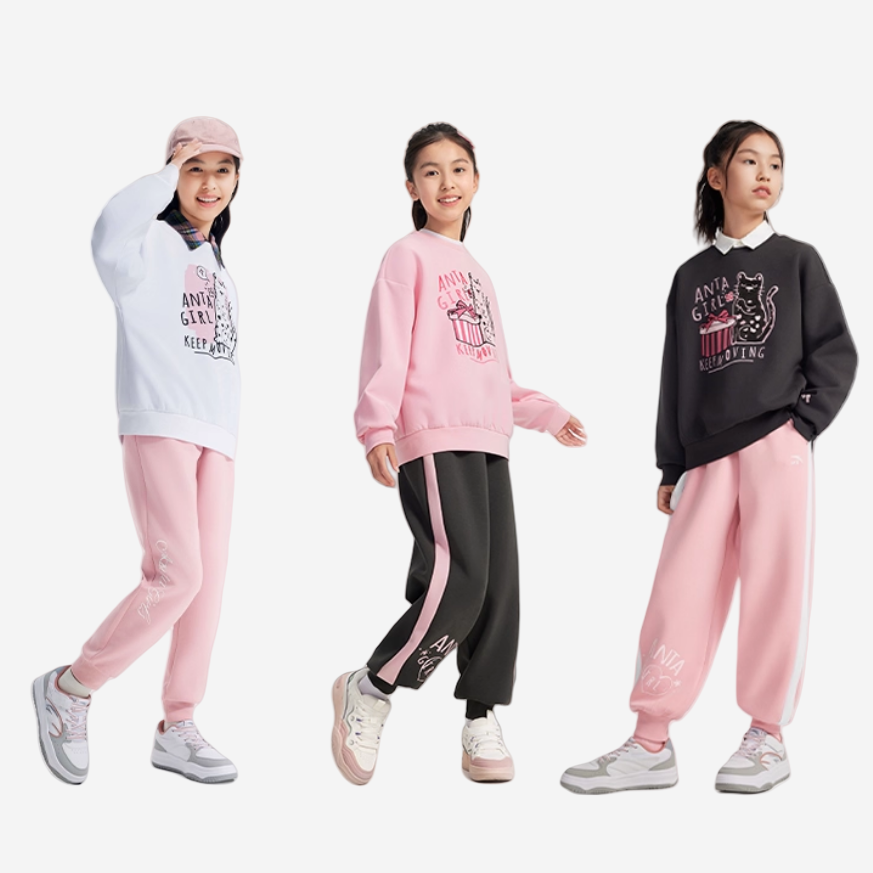 安踏儿童女童套头衫2025秋款卫衣/绒衫