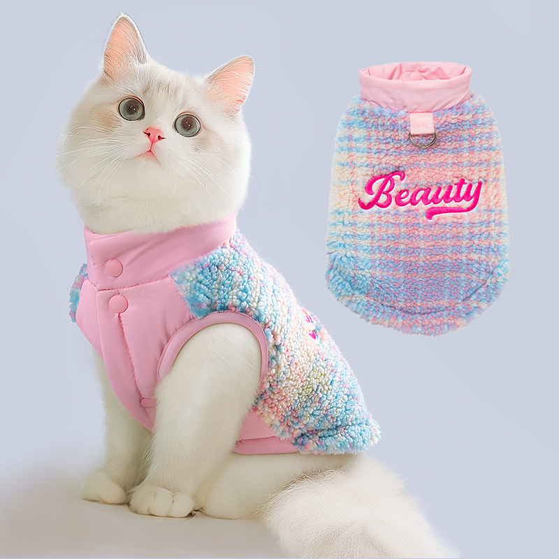 猫咪衣服冬装保暖棉服德文美短布偶蓝猫宠物小猫冬季马甲可爱背心