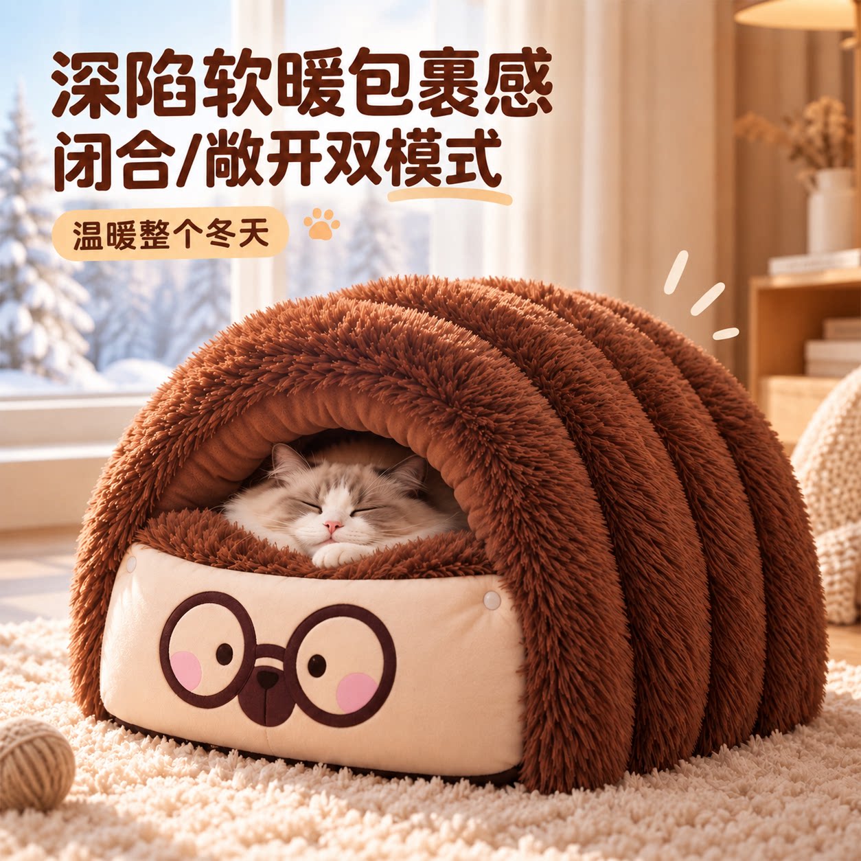 猫窝四季通用可拆洗封闭式猫咪睡袋冬季保暖安全感冬天狗窝猫床