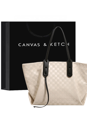 Canva＆Ketch大容量托特包包女2025新款时尚大学生上课手提单肩包