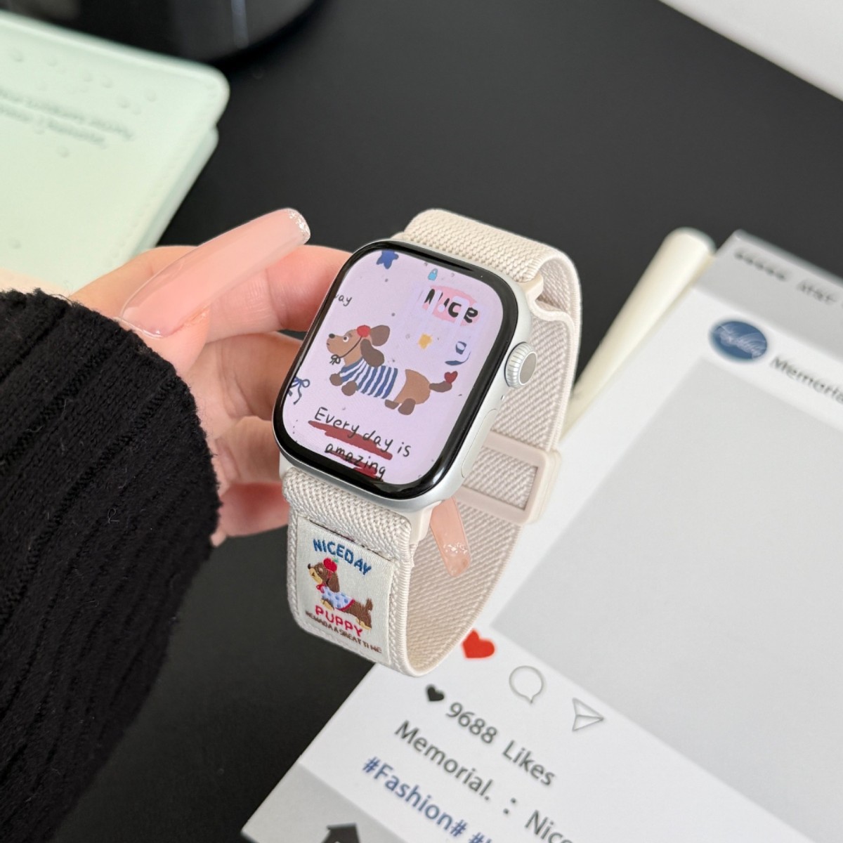 新款腊肠小狗磁吸扣尼龙表带适用苹果手表iwatch10代9876Ultra/SE