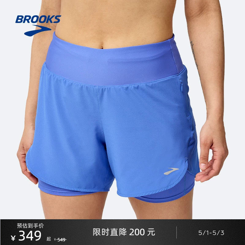 BROOKS布鲁克斯跑步短裤官方新品女子五分运动裤防走光透气舒适