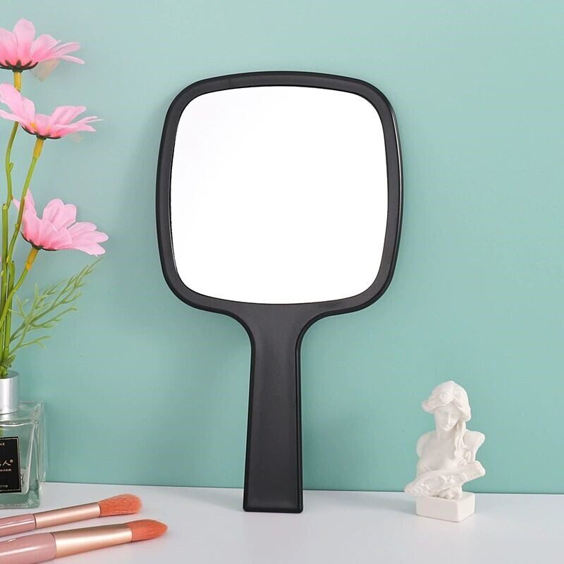 手持化妆镜特大号高清方形手柄镜圆形便携镜美容院发廊镜子梳妆镜