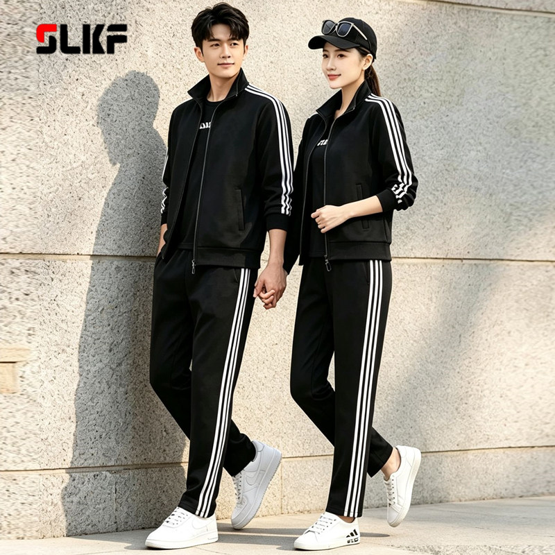品牌春秋季男女休闲运动服宽松大码情侣开衫卫衣长裤团购班队服