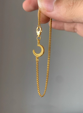 古巴链月牙手链女轻奢小众精致