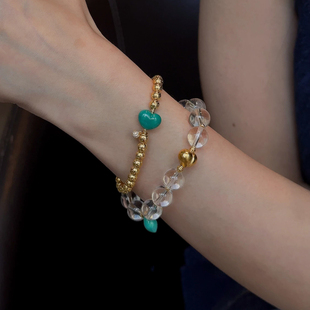 屁桃爱心白水串珠手链女款2025新款轻奢小众精致手串叠戴闺蜜手饰